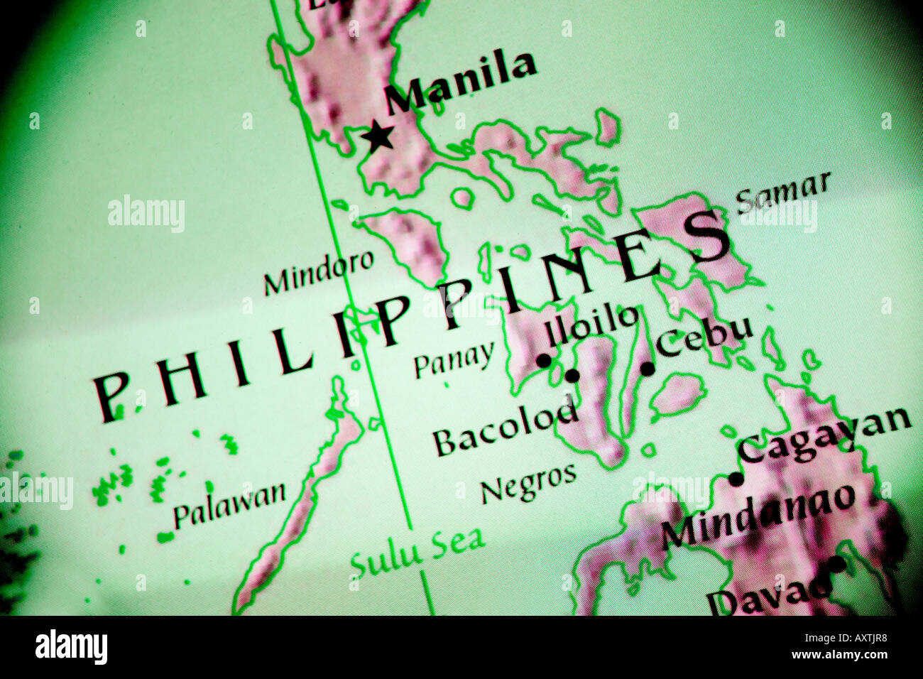 Close Up Map Of The Country The Philippines Located In Asia Stock Photo Alamy