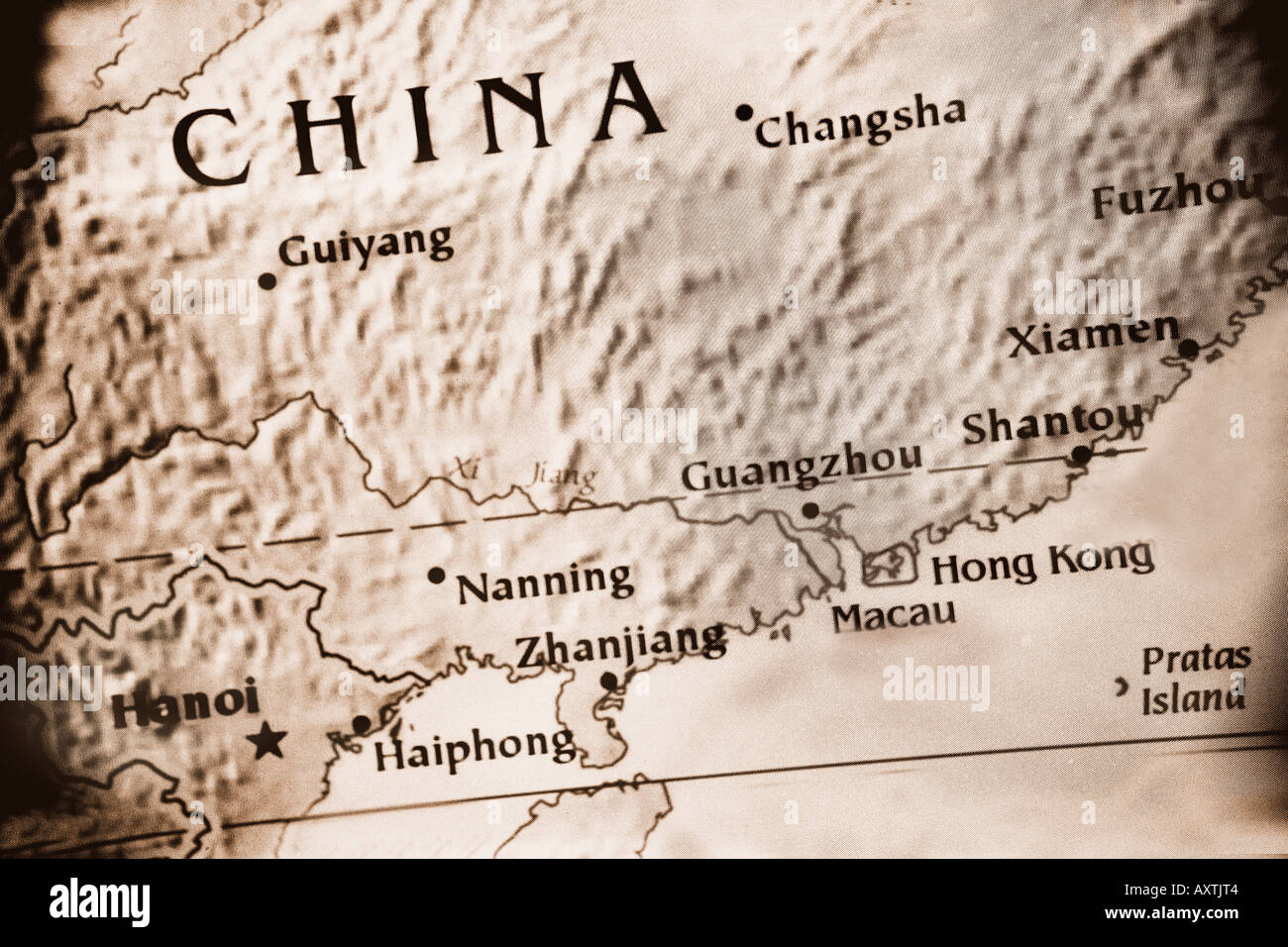 Closeup map of the country China located on the Asian continent Stock Photo Alamy