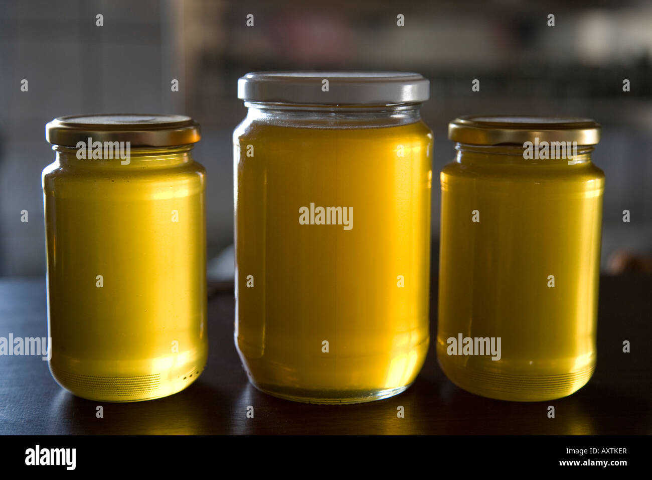 Jars of delicious Cretan Mediterranean Honey Stock Photo Alamy