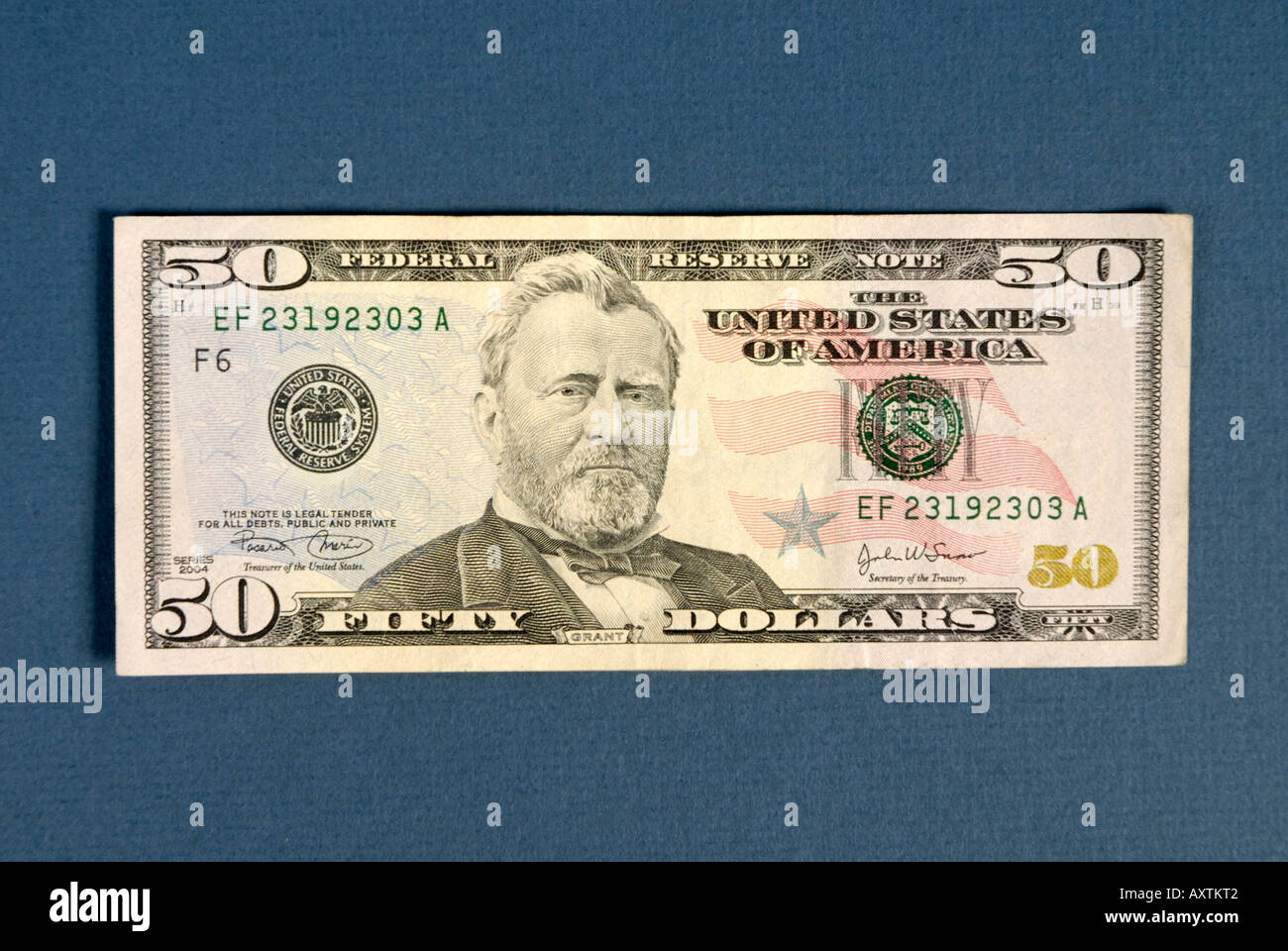 50 Fifty American Dollar Bill Stock Photo
