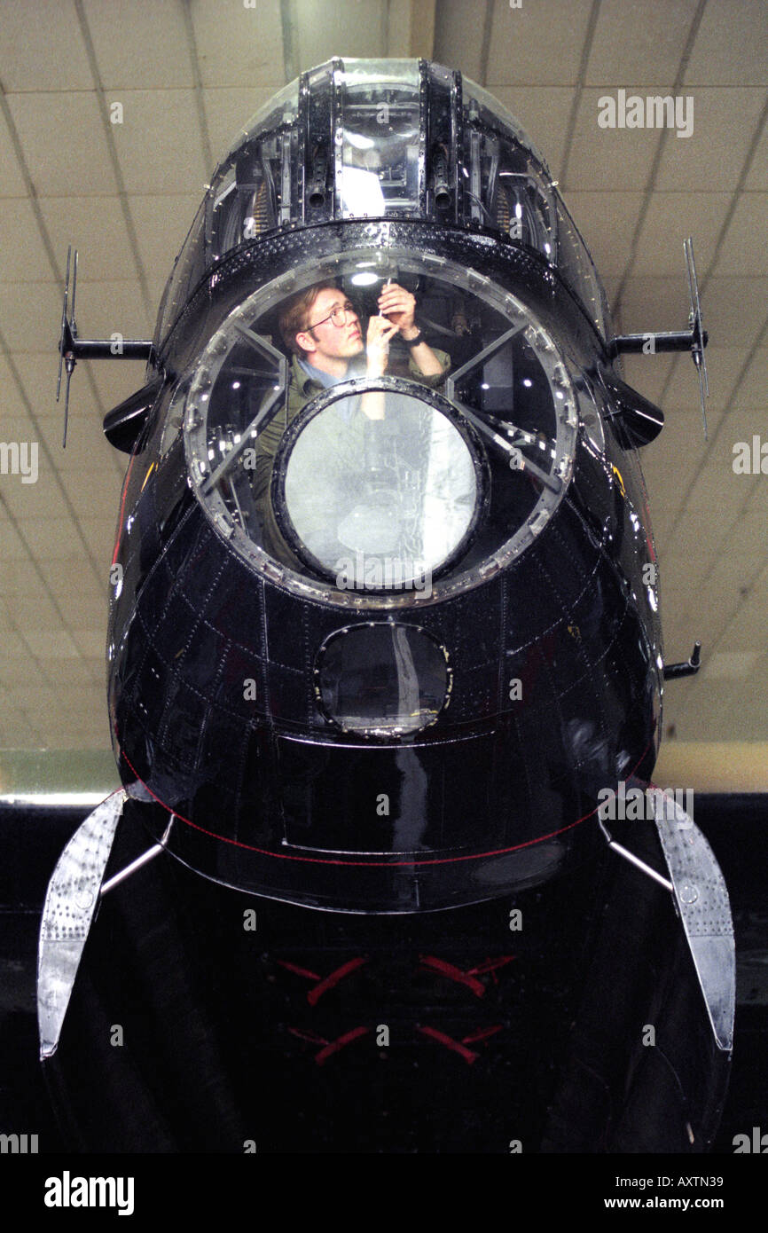 The only remaining flying Avro Lancaster bomber PA474 'City of Lincoln' being rebuilt at RAF St Athan South Wales UK Stock Photo