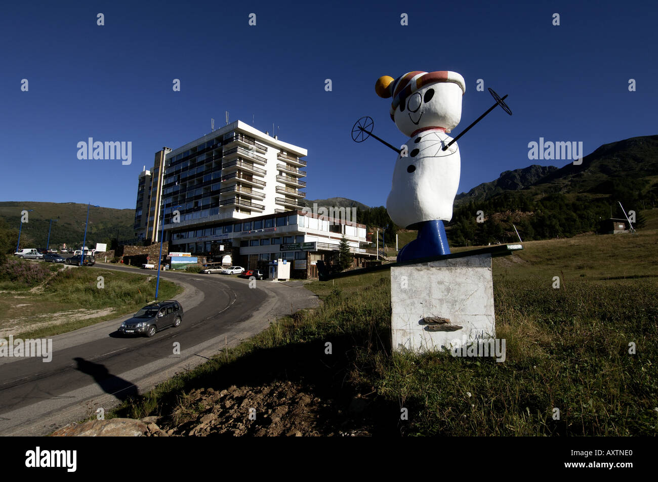 The summer view of ski resort les Monts d Olmes Pic du Han departement Ariege Montagne de Tabe Stock Photo