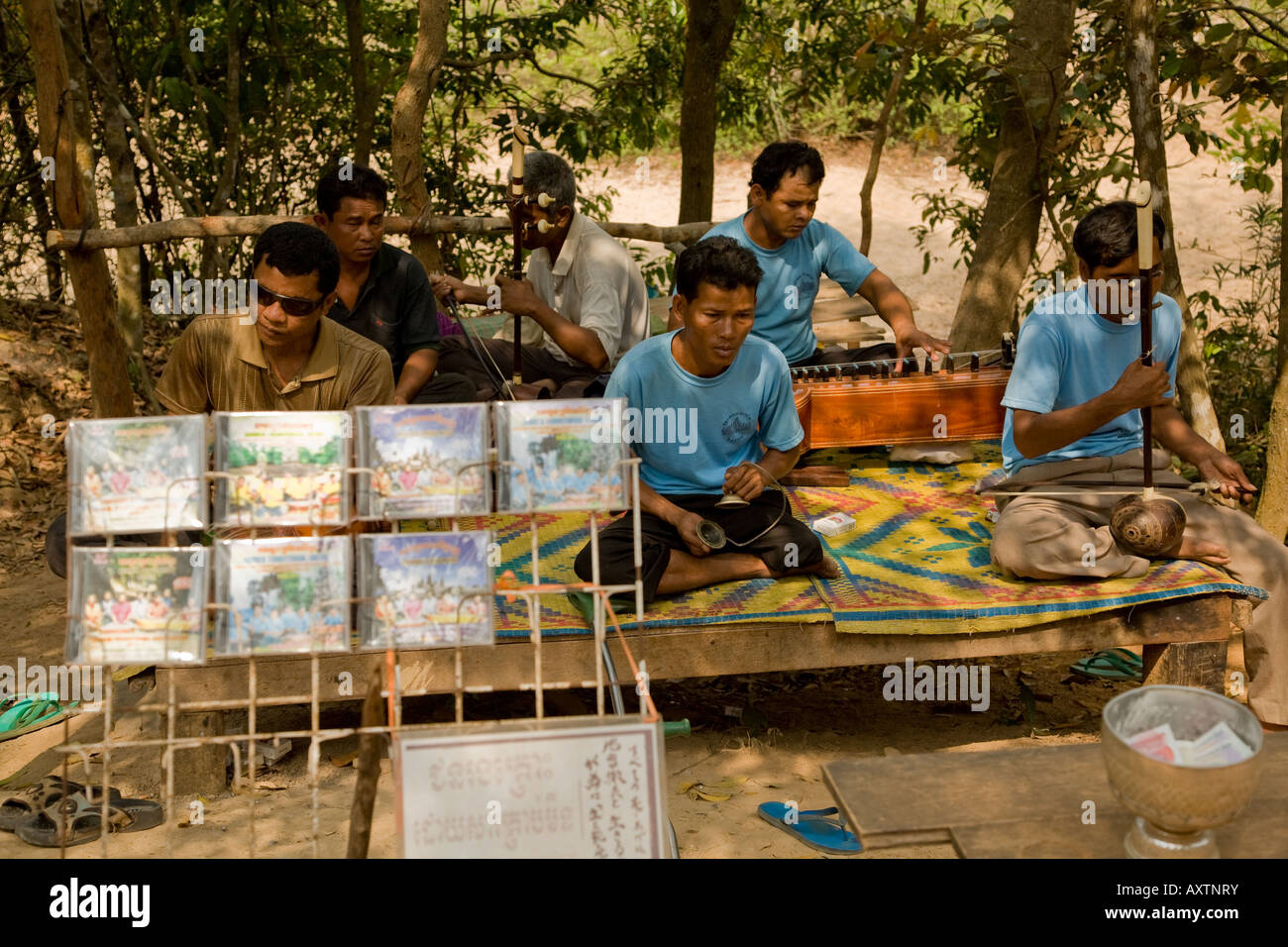 A Cambodian music group performs for the victims of landmines Stock Photo
