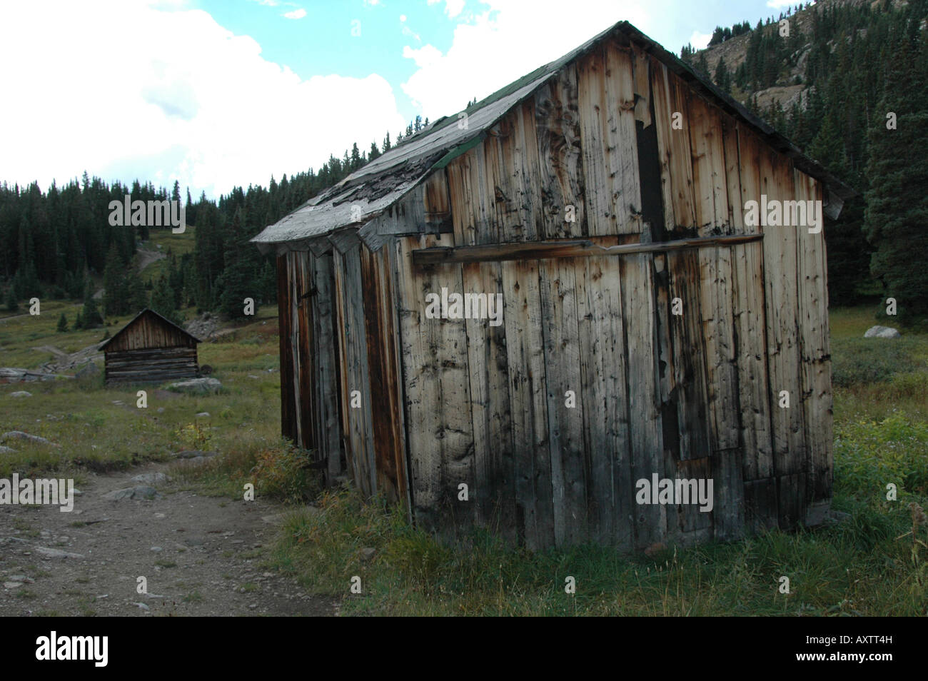 One of the remaining miners' huts at Holy Cross Ghost Town, eagle County, Colorado, USA Stock Photo