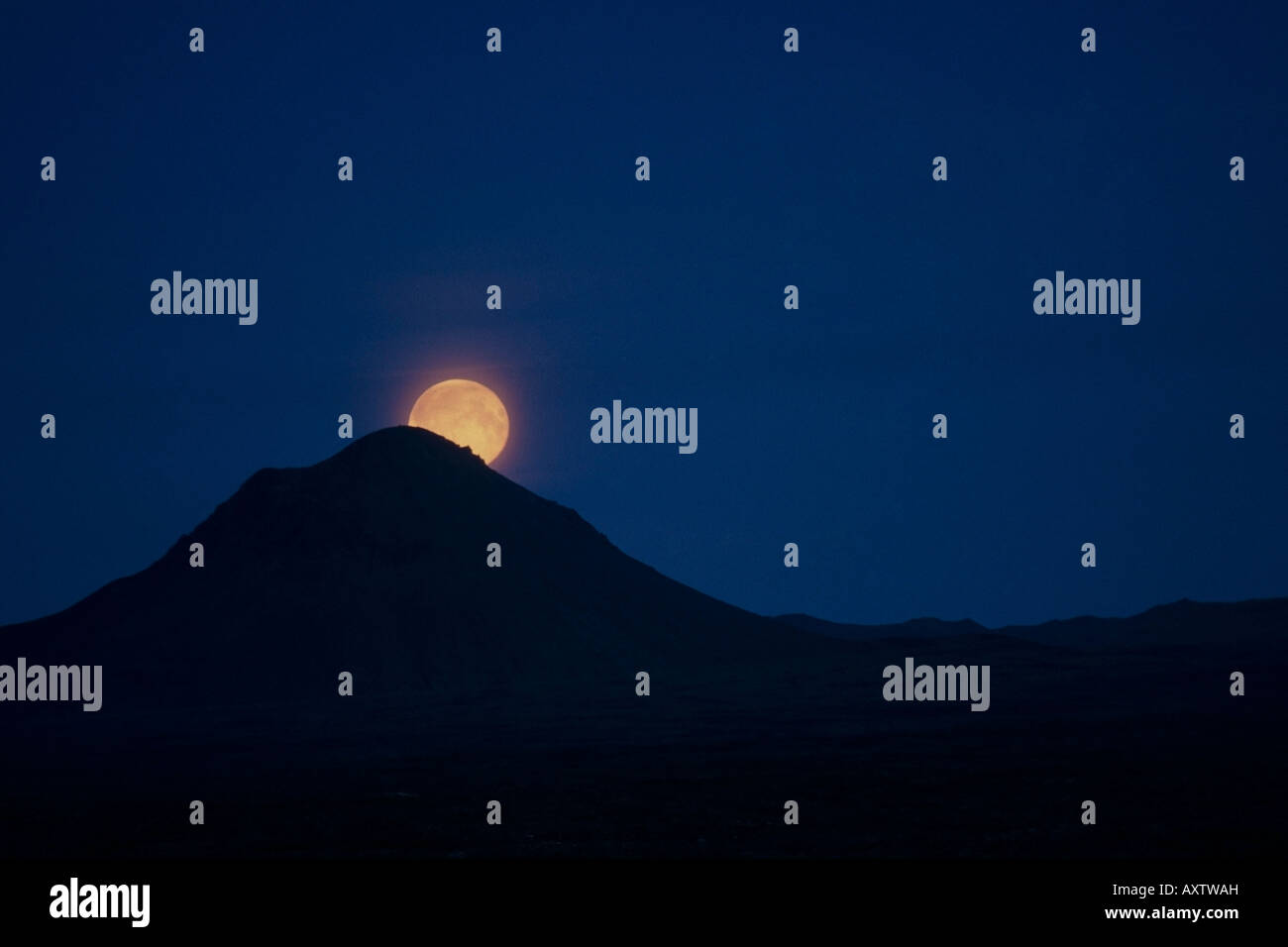 Full moon over Mount Hekla Iceland Stock Photo Alamy