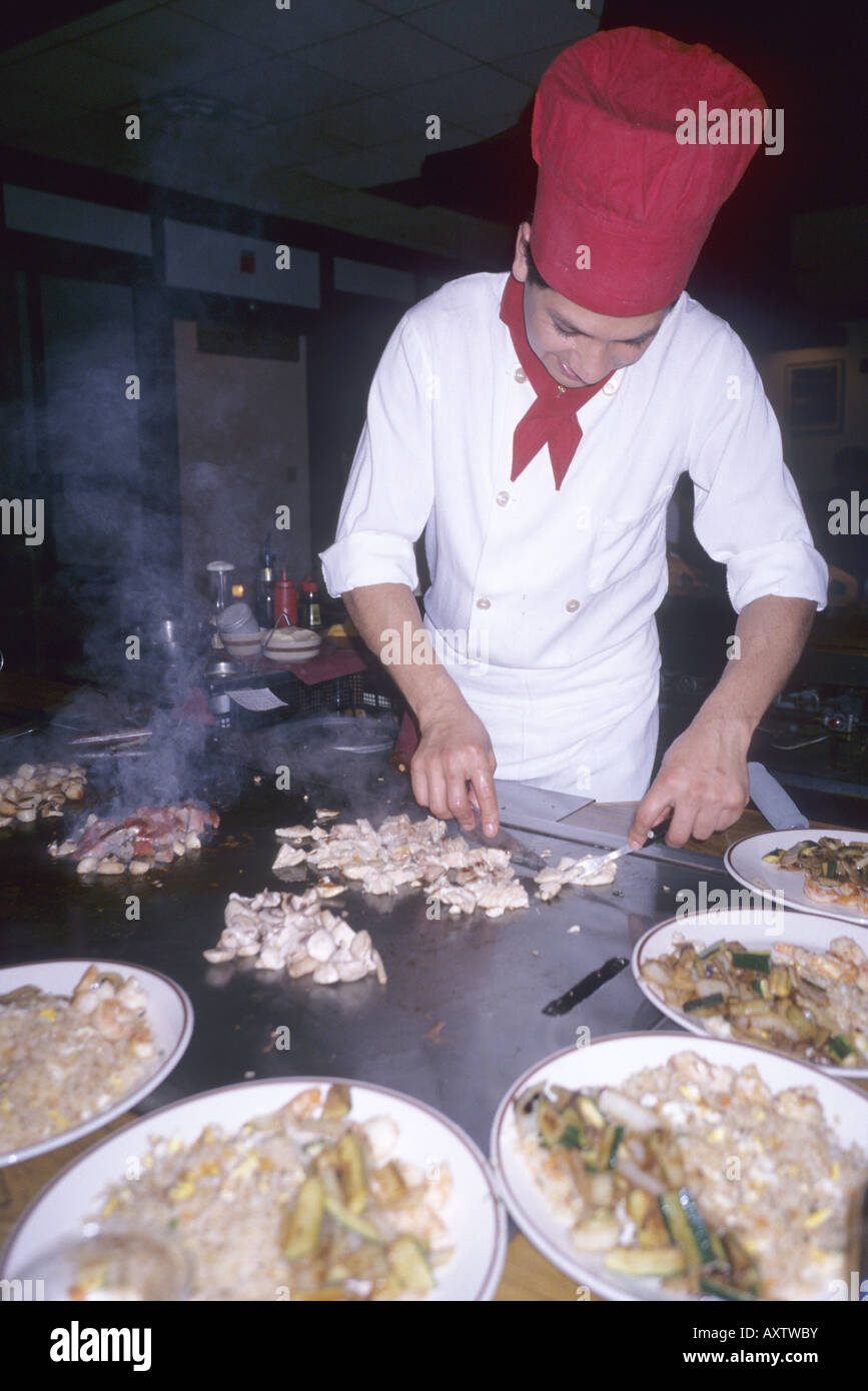 Chef in Japanese Restaurant Stock Photo