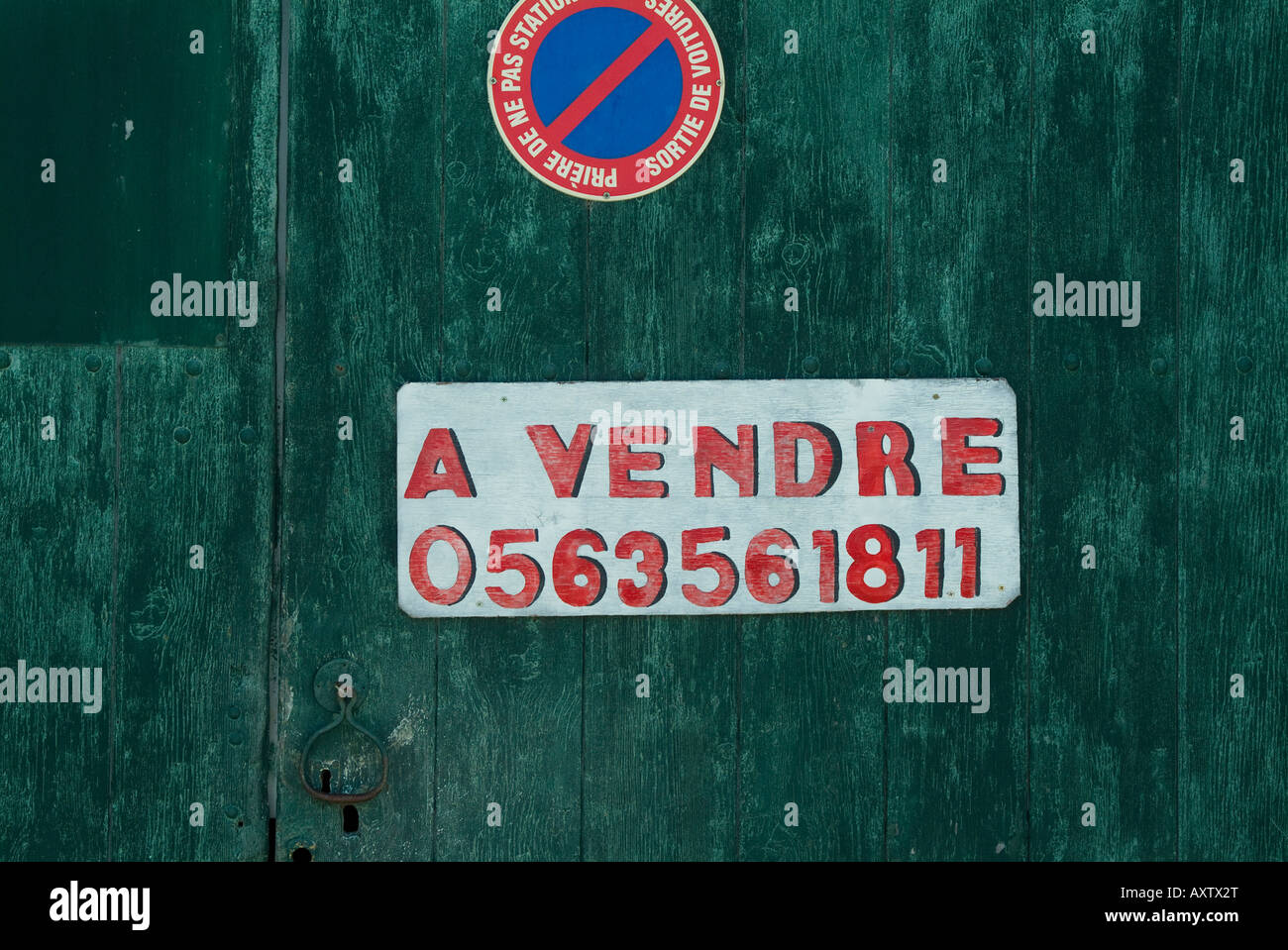 House for sale sign in France Stock Photo