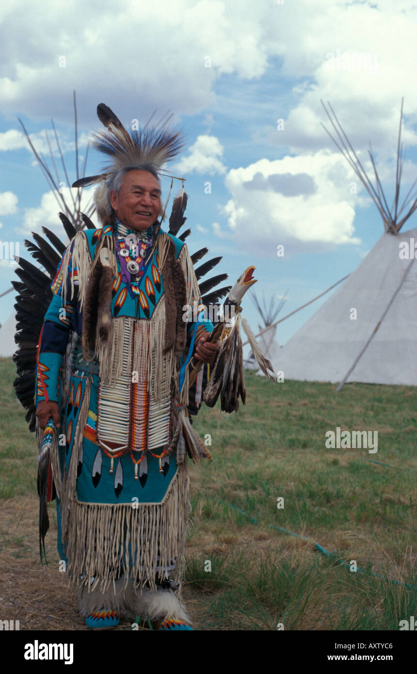 A Cree man in traditional dress Saskatchewan Canada Stock Photo