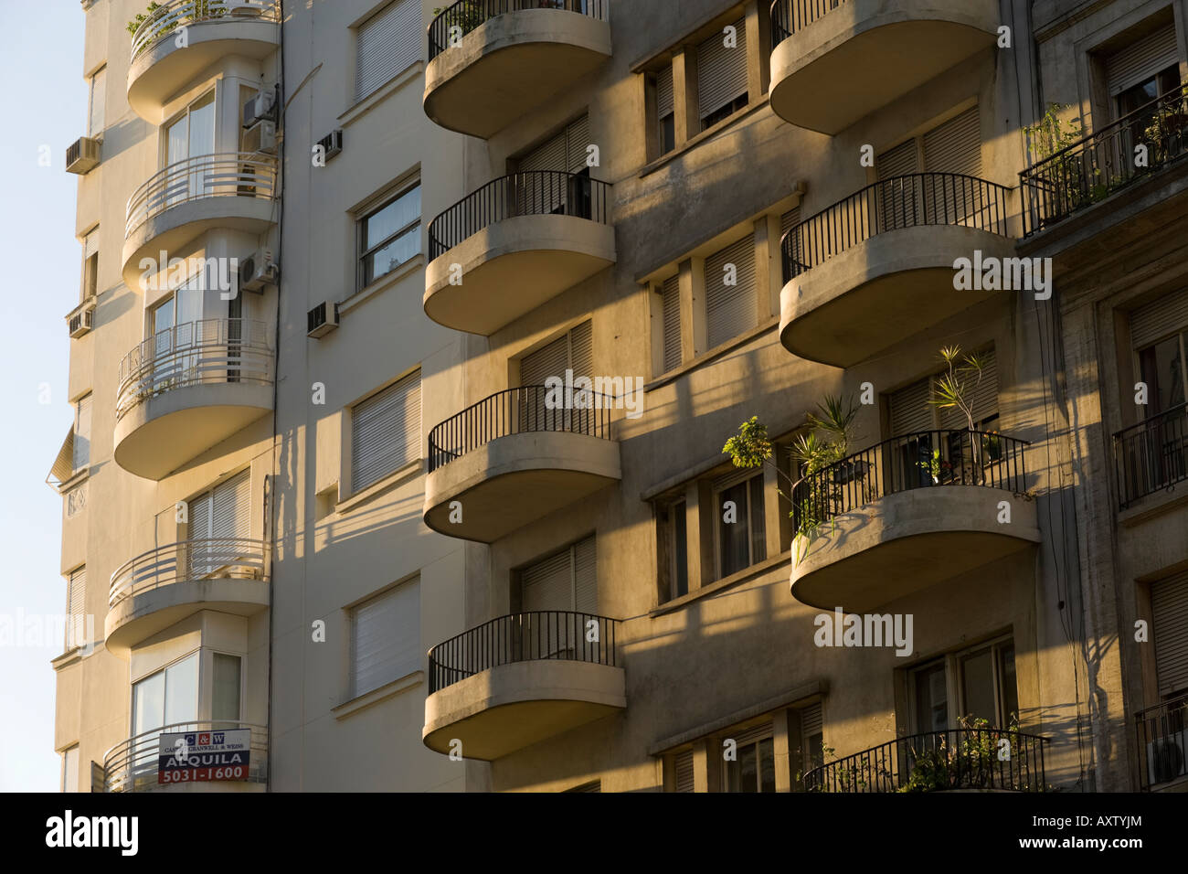 Apartments with balconies on a street in Recoleta Buenos Aires Argentina Stock Photo