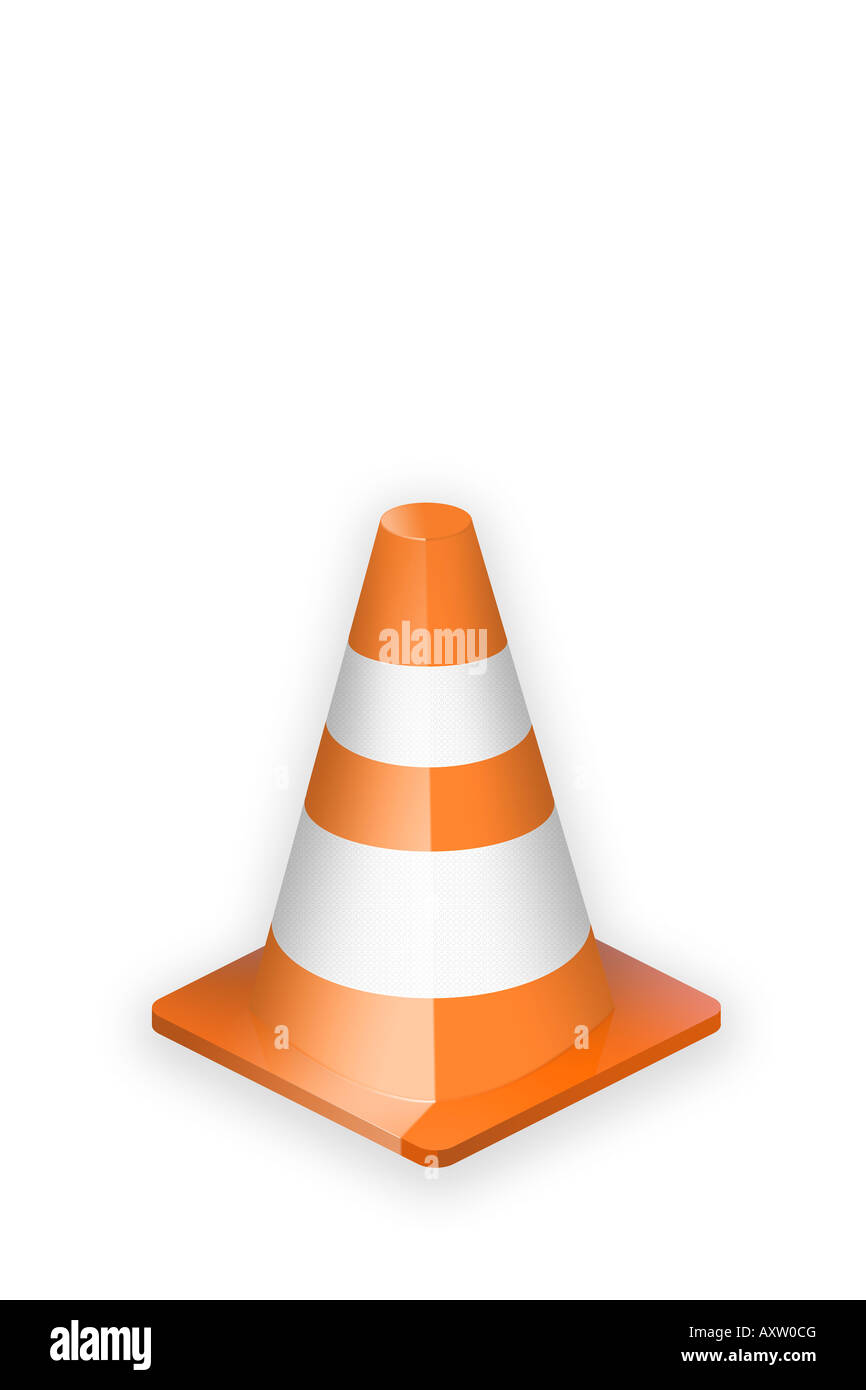 Orange traffic cone. Cône de signalisation routière orange. Stock Photo
