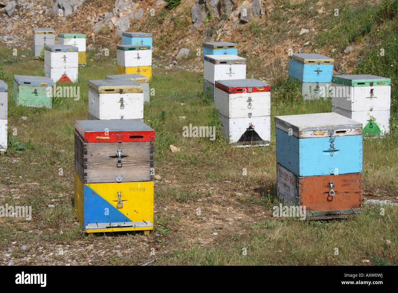 wooden Bee Hives, Crete, Greece, Europe. Photo by Willy Matheisl Stock ...