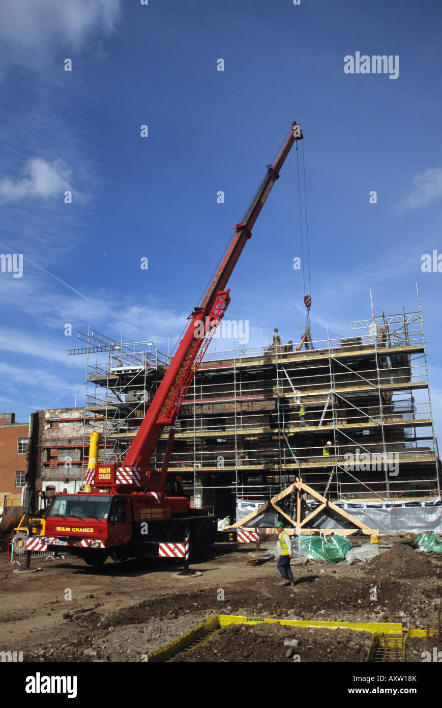 Crane On Building Site In Stoke-on-Trent Lock 38 Countryside Properties Stock Photo