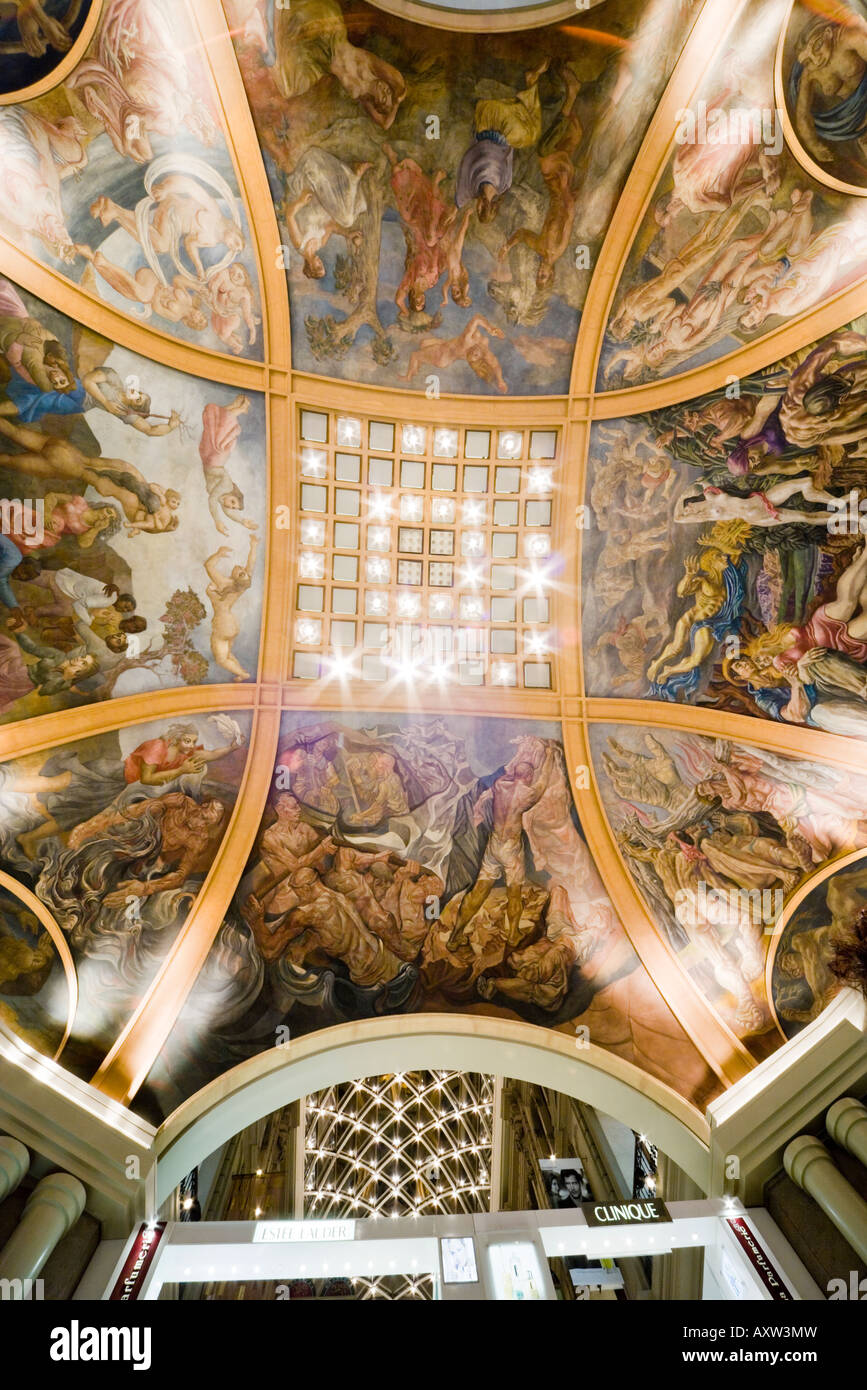 World famous murals on the central dome of shopping mall Galerias Pacifico Buenos Aires. Stock Photo