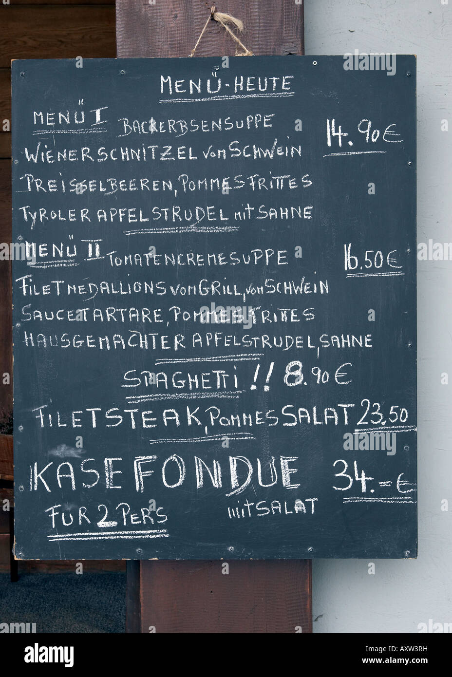 Chalkboard with menu for restaurant. Stock Photo
