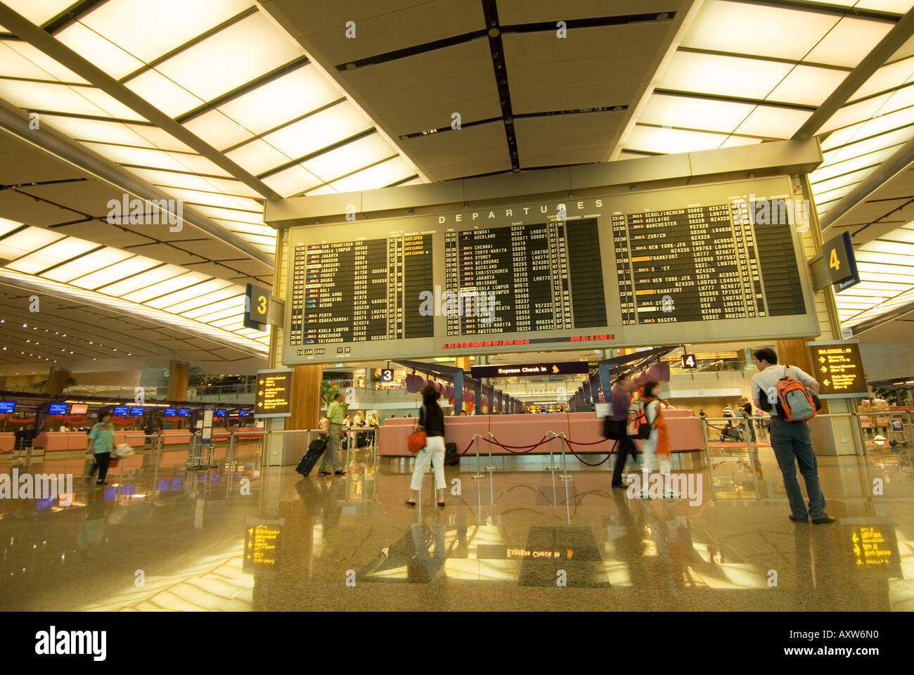 the CHANGI International Airport Singapore ASIA signboard desk sign board arrival departure board TERMINAL Stock Photo