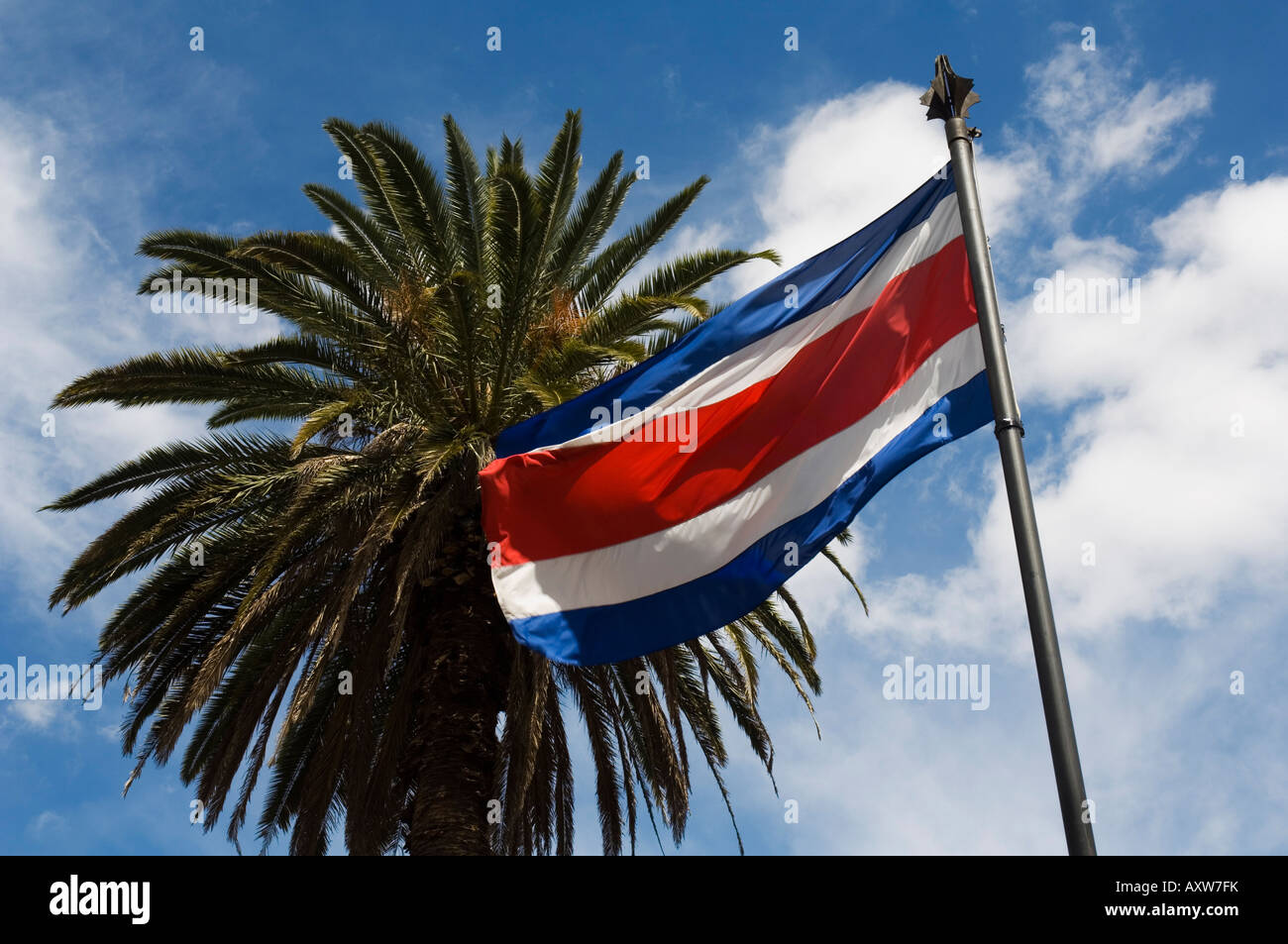 Costa Rican Flag, San Jose, Costa Rica Stock Photo