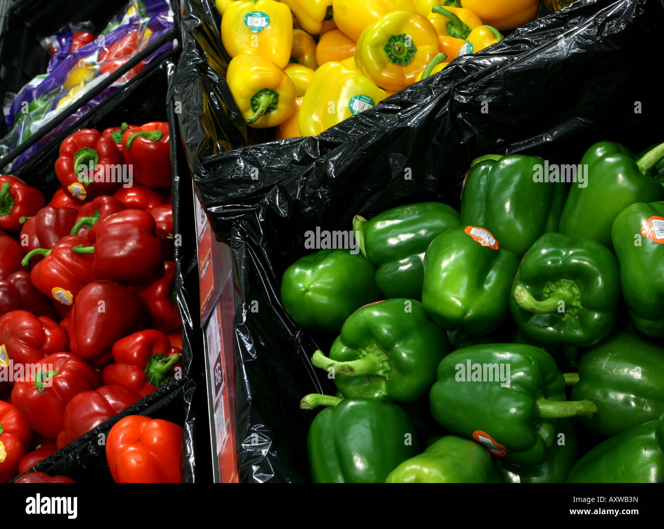 Peppers on the shelf at Sainsburys supermarket at London Colney United