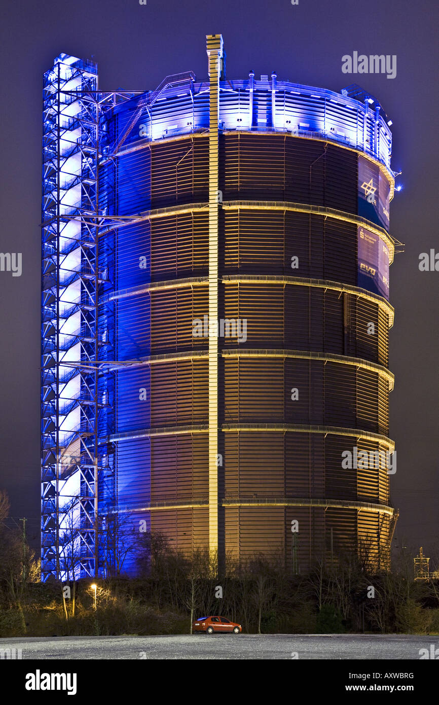Illuminated gasometer at night hi-res stock photography and images - Alamy