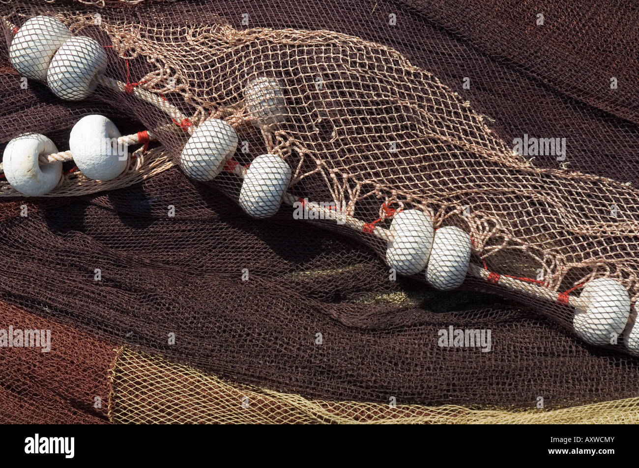 Fishing nets, Saint Jean de Luz (St.-Jean-de-Luz), Basque country, Pyrenees-Atlantiques, Aquitaine, France, Europe Stock Photo