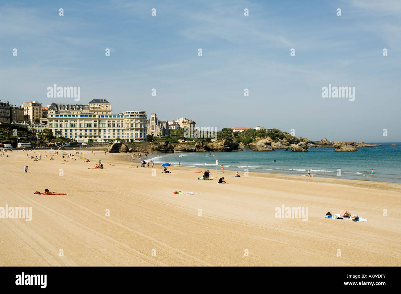 The beach, Biarritz, Cote Basque, Basque country, Pyrenees-Atlantiques, Aquitaine, France Stock Photo