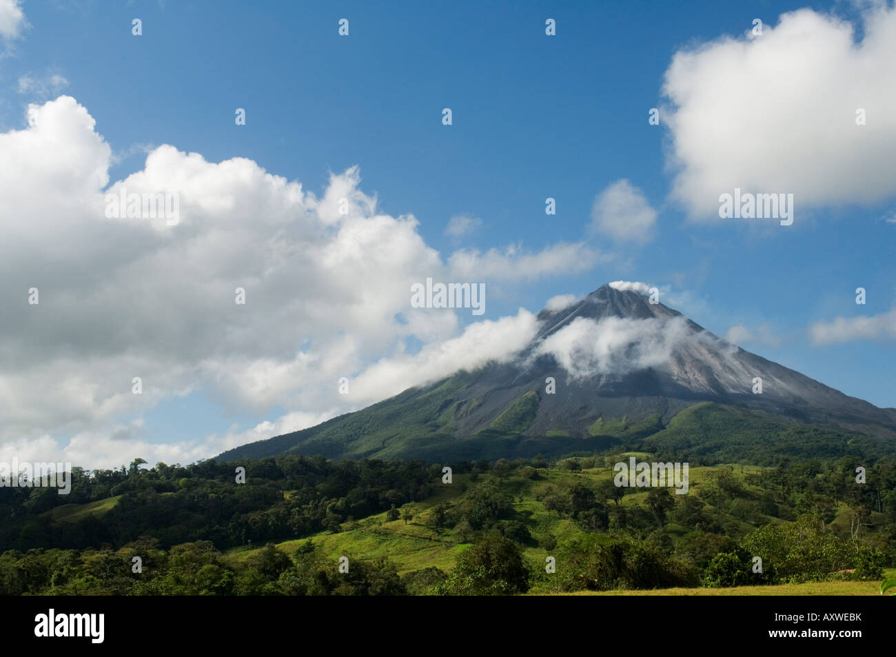 Arenal Volcano from the La Fortuna side, Costa Rica Stock Photo