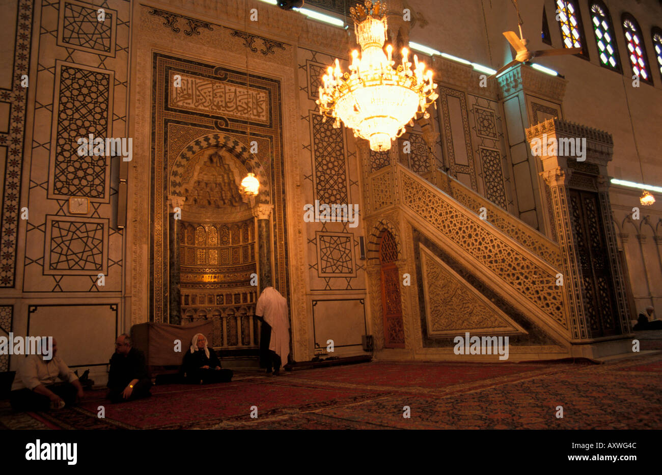 Interior of Omayyad mosque Damascus Syria Transcaucasia Arabia Stock Photo