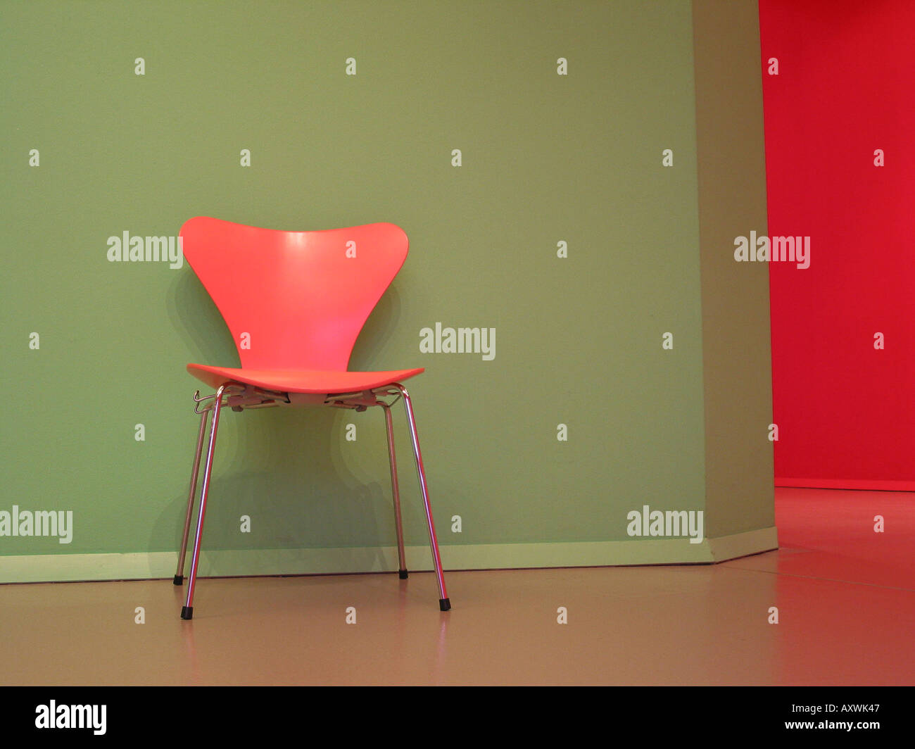 Pink Chair In Front Of Mint Green Wall Groninger Museum
