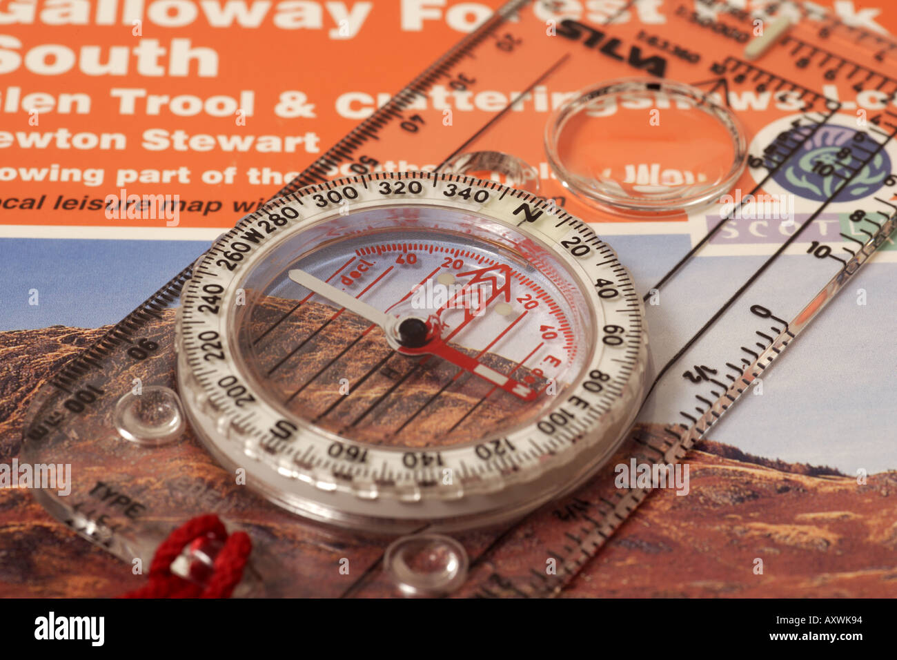 Compass on map Stock Photo Alamy