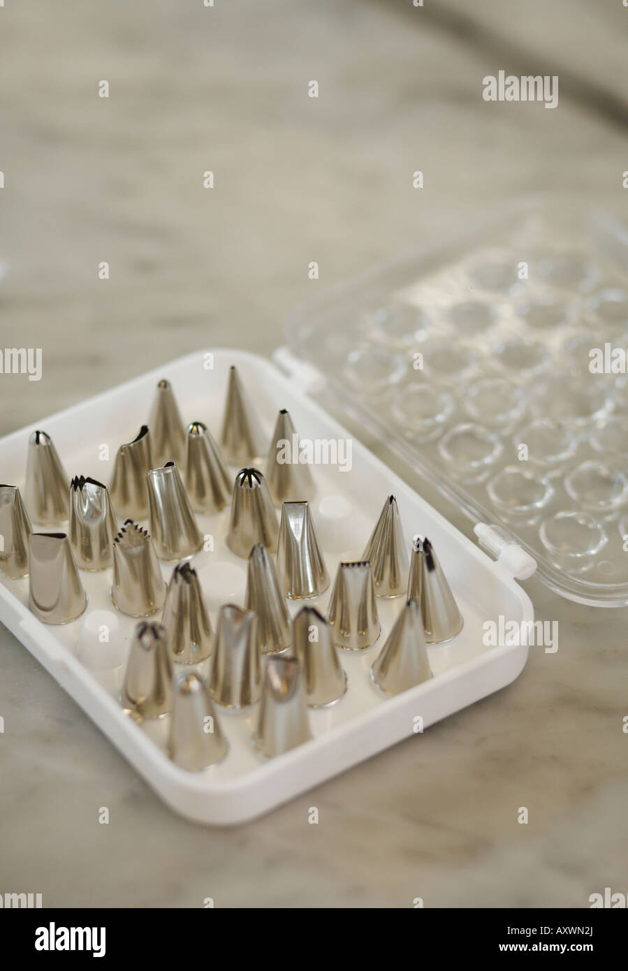 collection of interchangeable tips for piping bag Stock Photo Alamy
