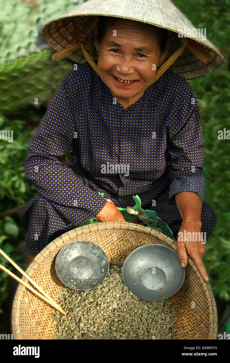 Old Vietnamese Woman at Hoi An Market Stock Photo