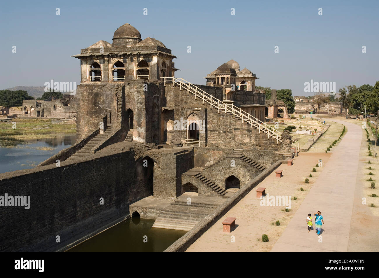 The Jahaz Mahal or Ships Palace in the Royal Enclave, Mandu, Madhya Pradesh, India Stock Photo