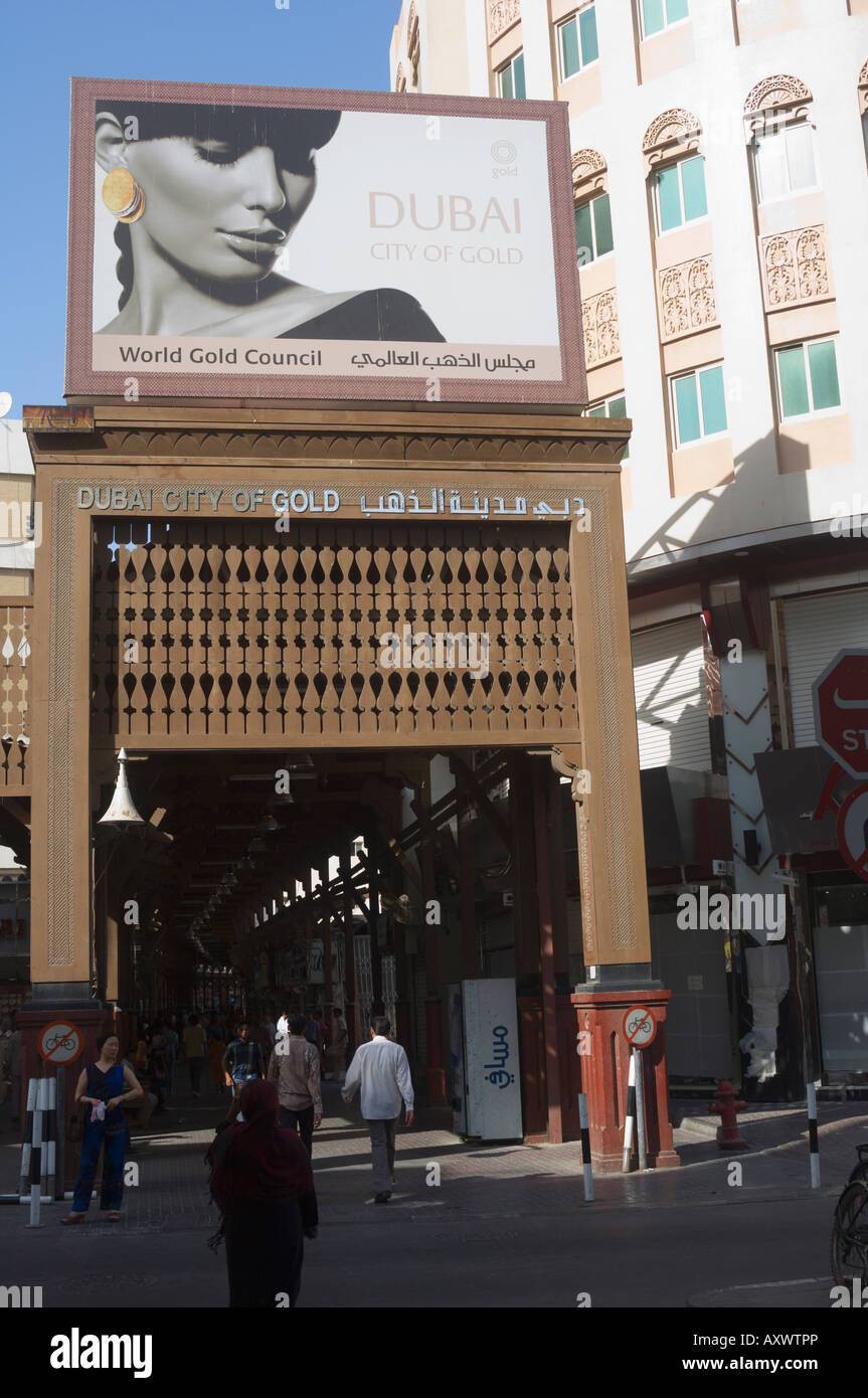 Entrance to the Gold Souk, Deira, Dubai, United Arab Emirates, Middle East Stock Photo