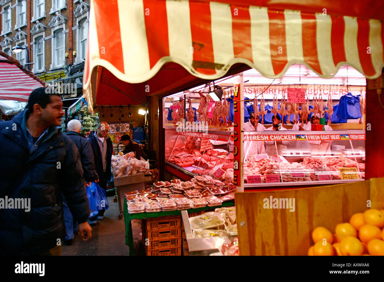 united kingdom south london brixton the open air market selling