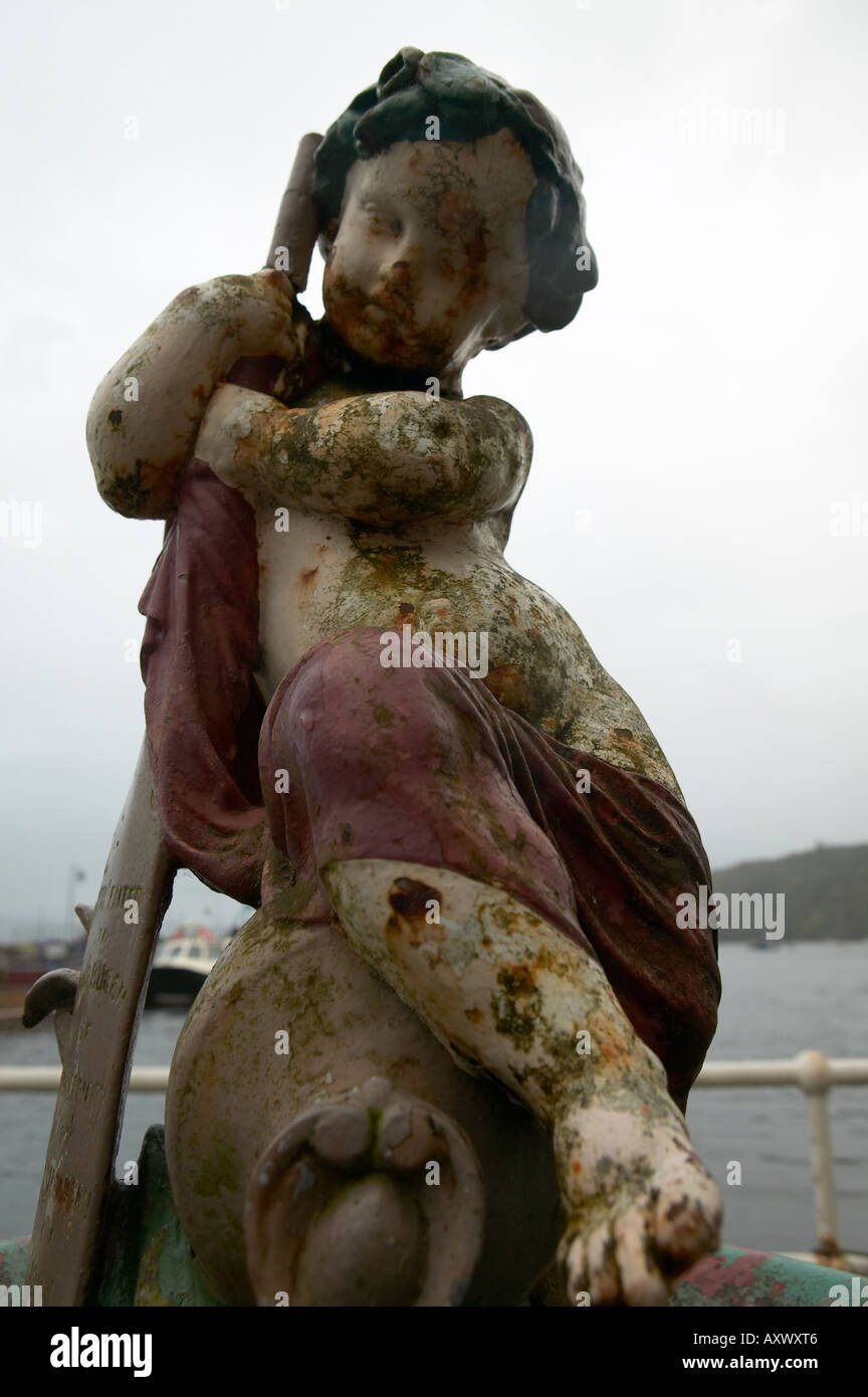 Statue on seafront, Tobermory, Isle of Mull, west coast of Scotland, United Kingdom Stock Photo