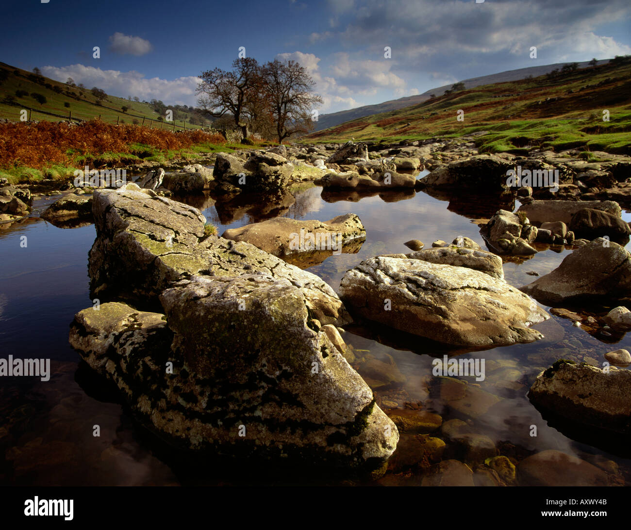 The river Wharfe in Langstrothdale in the Yorkshire Dales Stock Photo