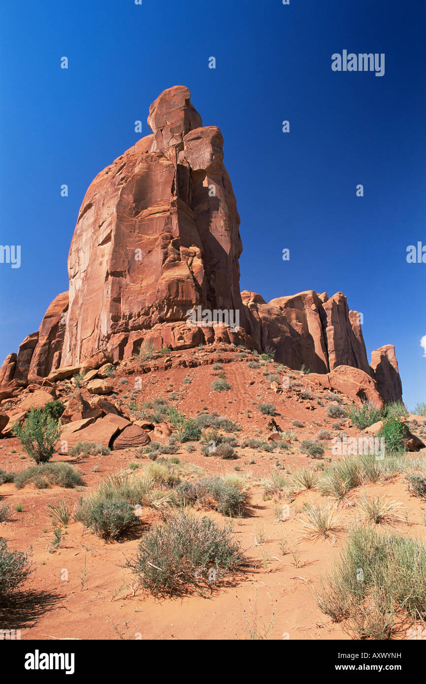 Towering cliffs, Monument Valley, border of Arizona and Utah, United States of America (U.S.A.), North America Stock Photo