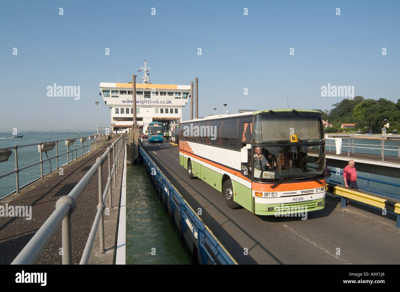 Coach leaving the Isle of Wight ferry at Fishbourne Stock Photo Alamy Coach leaving the Isle of Wight ferry at Fishbourne Stock Photo Alamy