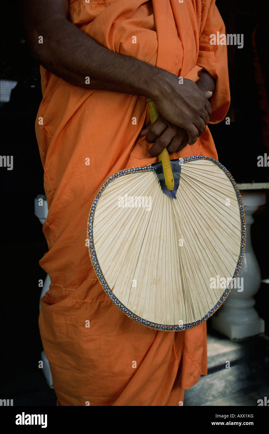 Buddhist monk with fan, Sri Lanka, Asia Stock Photo - Alamy