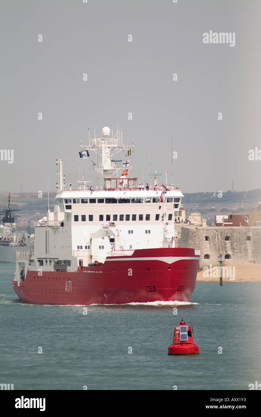 HMS Endurance Arctic patrol ship A171 sailing from Portsmouth, England