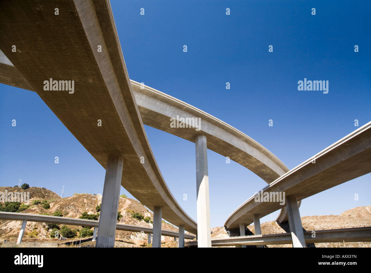 Interstate 5 and California Highway 14 Freeway Interchange in Los Angeles Stock Photo