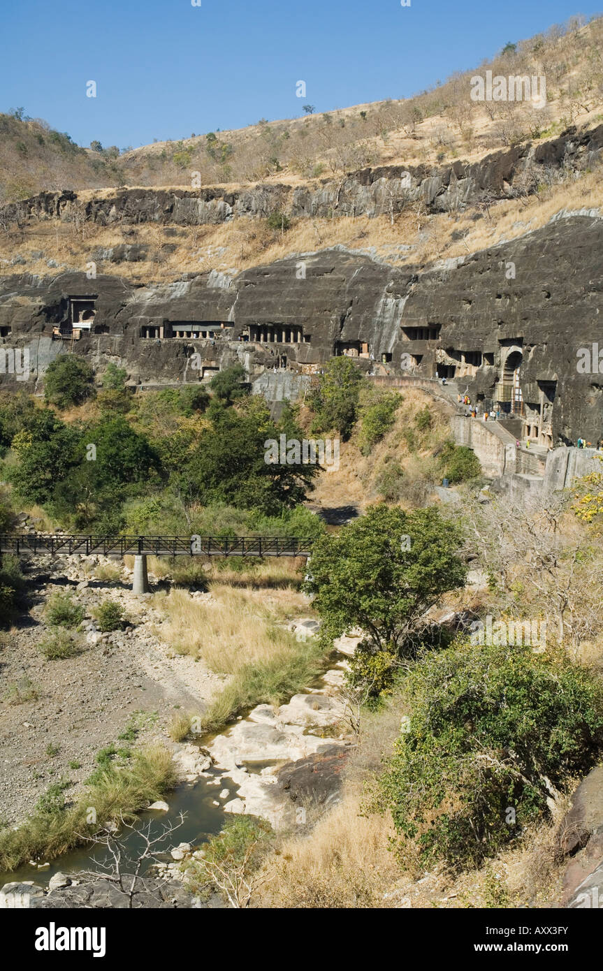 Ajanta Cave complex, Buddhist Temples carved into solid rock dating