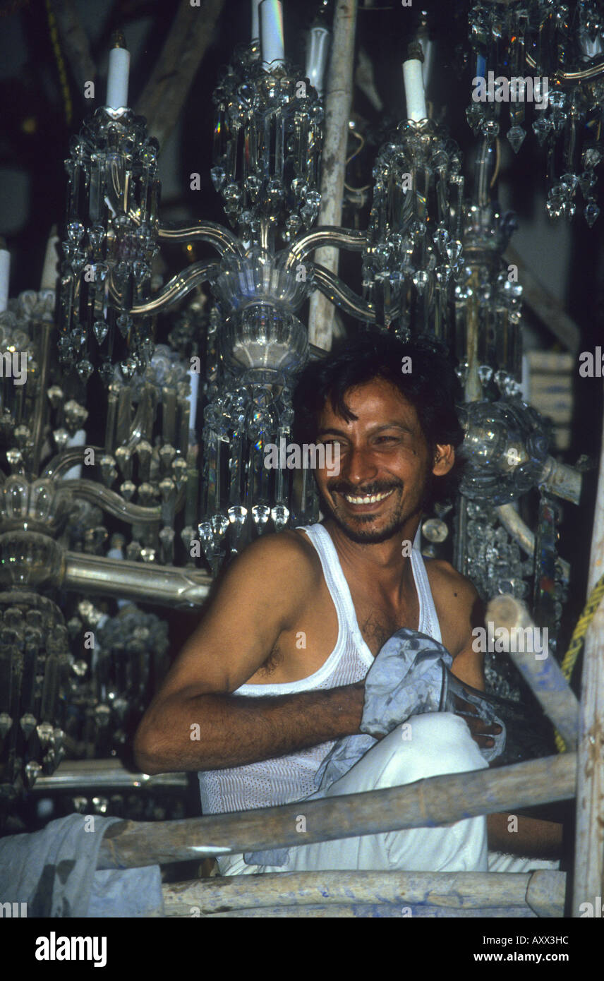 Cleaning the largest chandeliers in the world at Jai Vilas Palace