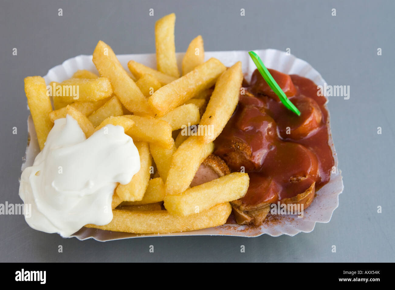 Berlin Pommes Frites Currywurst typical Berlin fast food Stock Photo Alamy