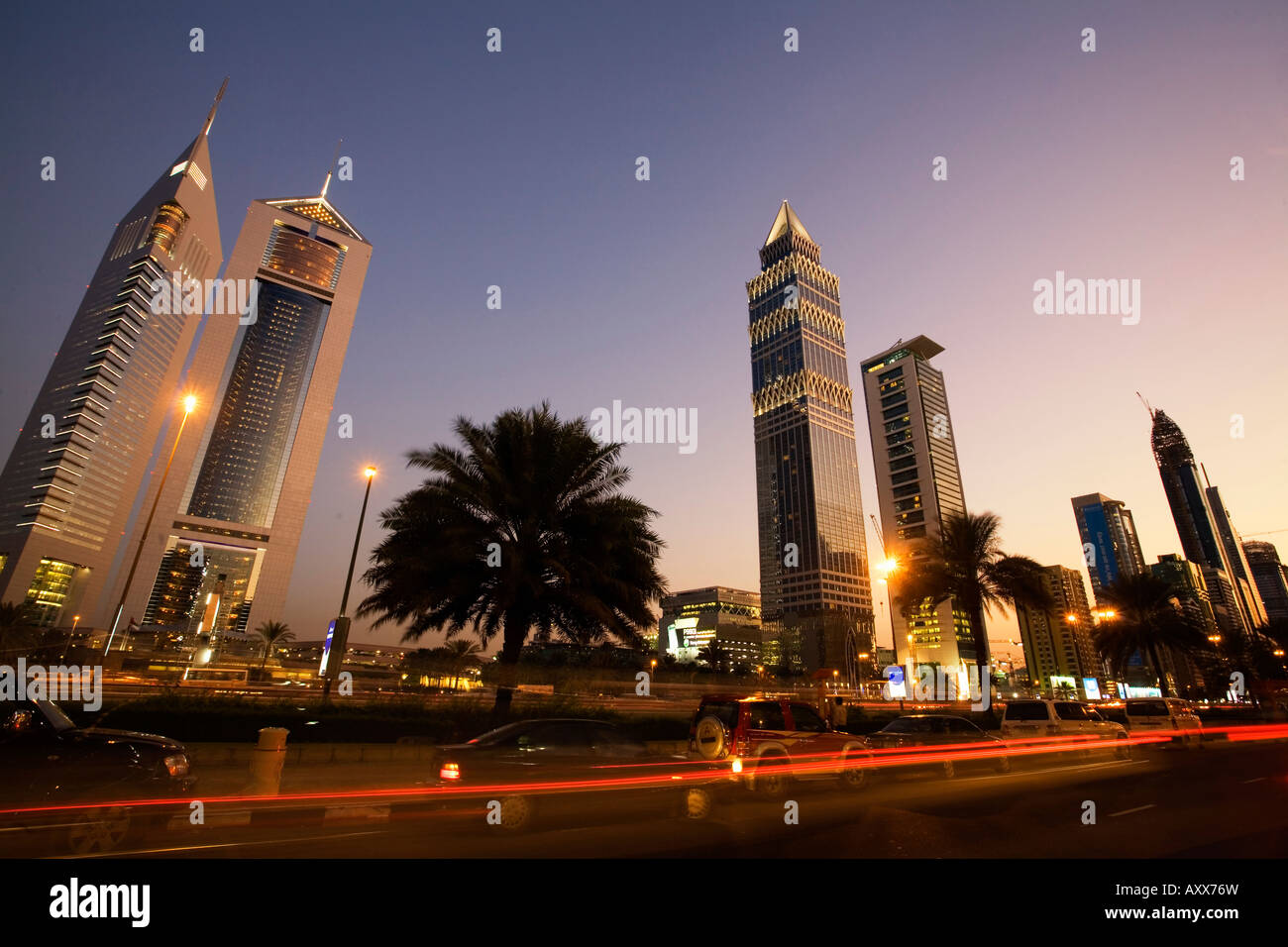 Dubai Sheikh Zayed Road skyscraper skyline Stock Photo