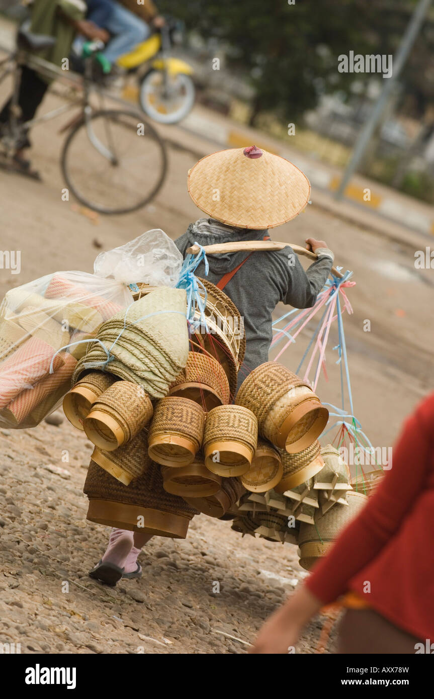 Morning market, Vientiane, Laos, Indochina, Asia Stock Photo
