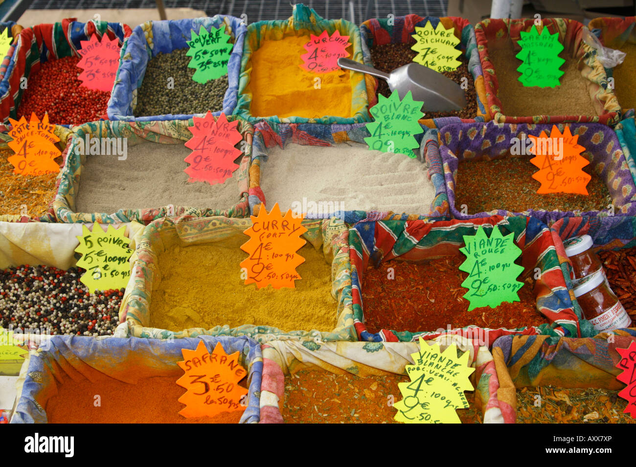 France Nice Cours de Saleya market stall spices Stock Photo