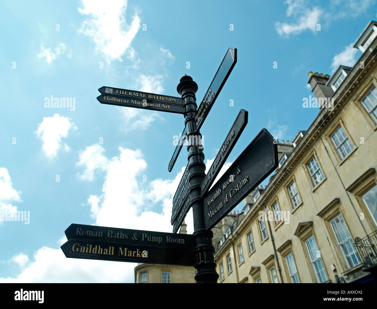 Tourist sign in Bath, Somerest Stock Photo