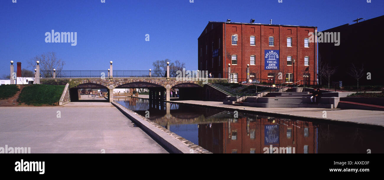 Community Bridge over Carroll Creek canal with Delaplaine Arts Center Frederick Maryland USA