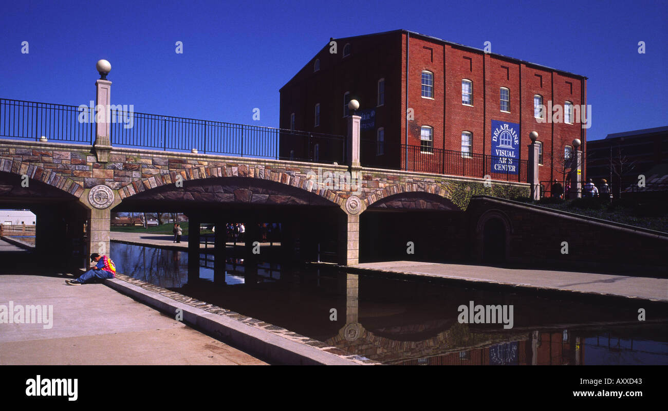 Community Bridge over Carroll Creek canal and Delaplaine Arts Center Frederick Maryland USA