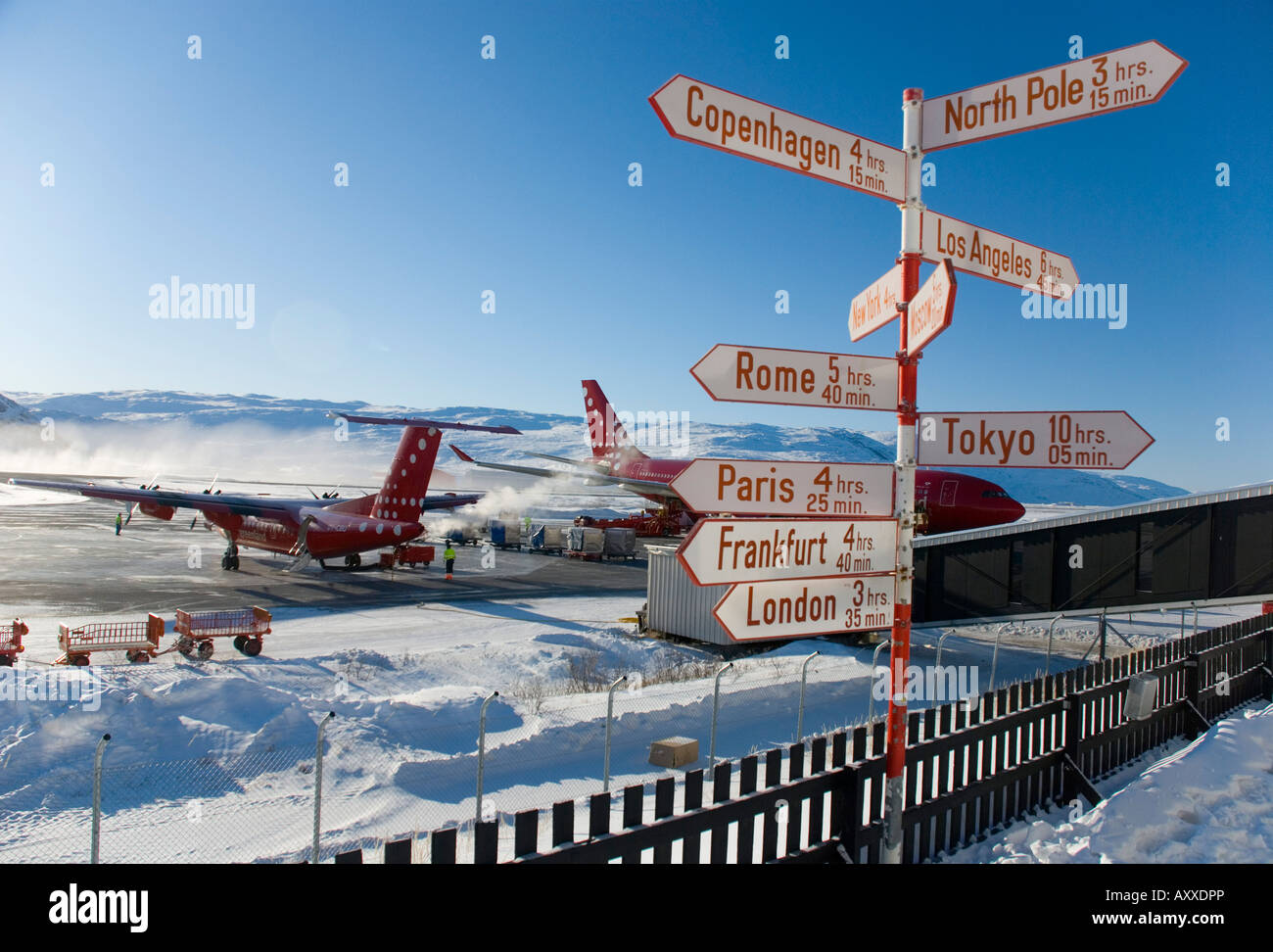 Kangerlussuaq Airport, north of the Arctic Circle, Greenland Stock Photo